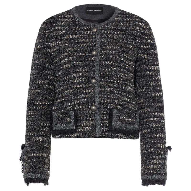 Emporio Armani kurze Jacke aus Bouclé mit Glitzergarn