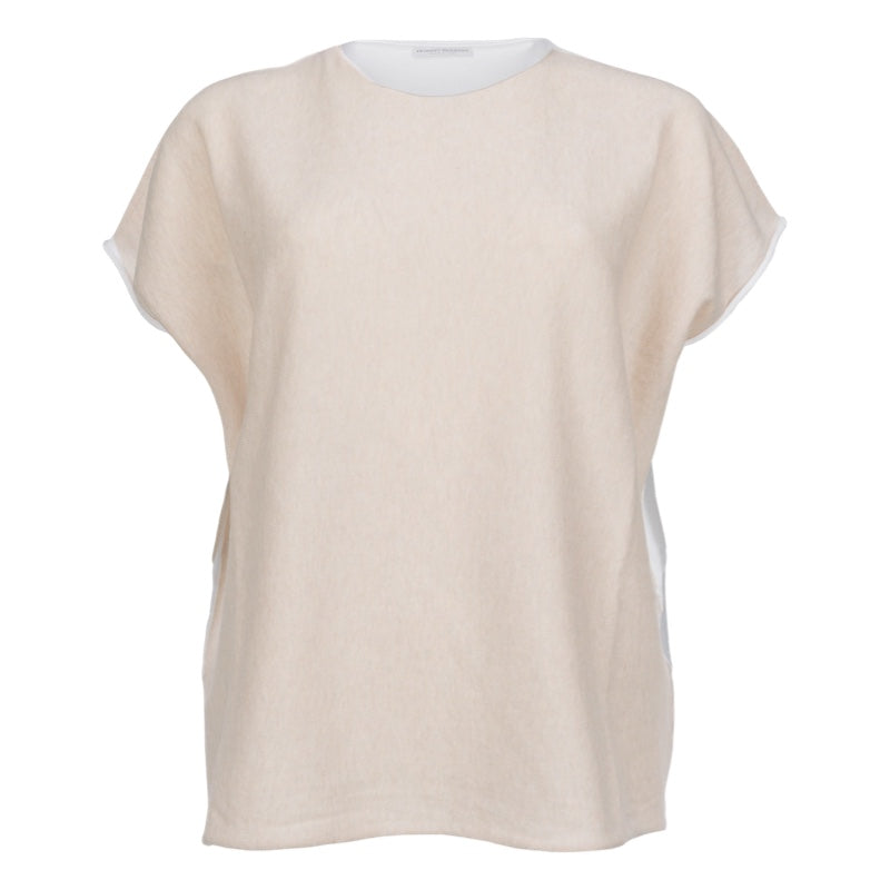Hubert Gasser Sommerpullover aus feiner Baumwolle in beige/weiß