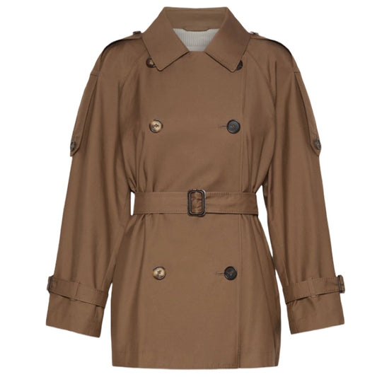 Max Mara The Cube kurzer Trenchcoat aus wasserabweisendem Twill - Braun