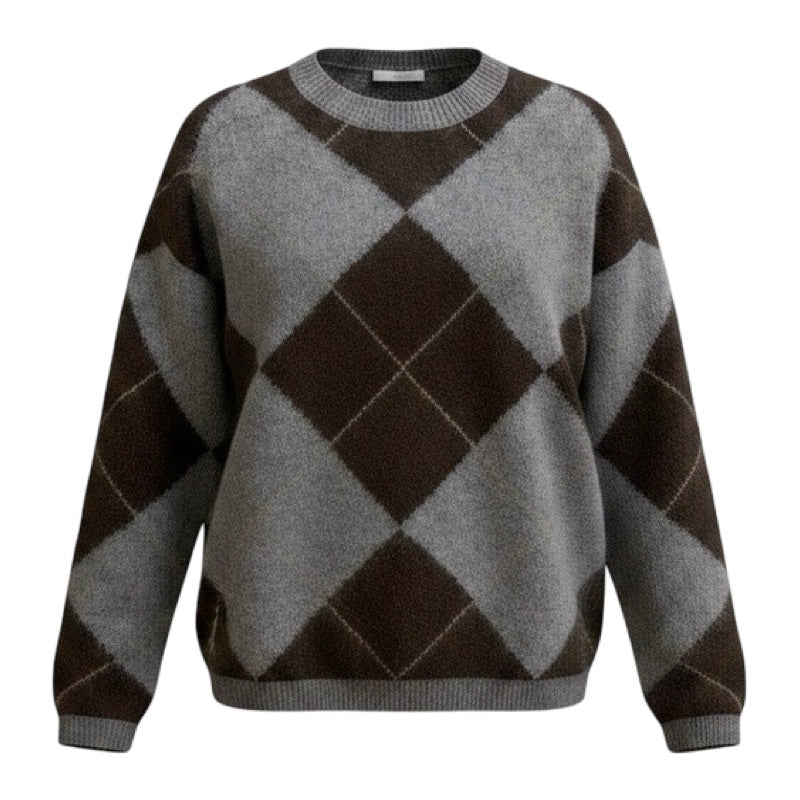 Sainte Mer flauschiger Pullover mit  Argyle-Muster