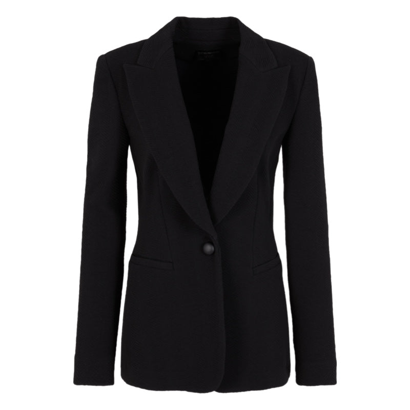 Emporio Armani Blazer der Icon-Sonderkollektion aus Strick-Jersey mit Chevron-Motiv in Relief-Optik