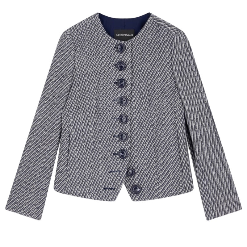 Emporio Armani Blazer normale Passform Wollmischung mit Diagonalmuster