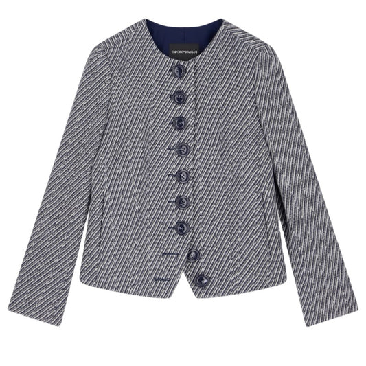 Emporio Armani Blazer normale Passform Wollmischung mit Diagonalmuster