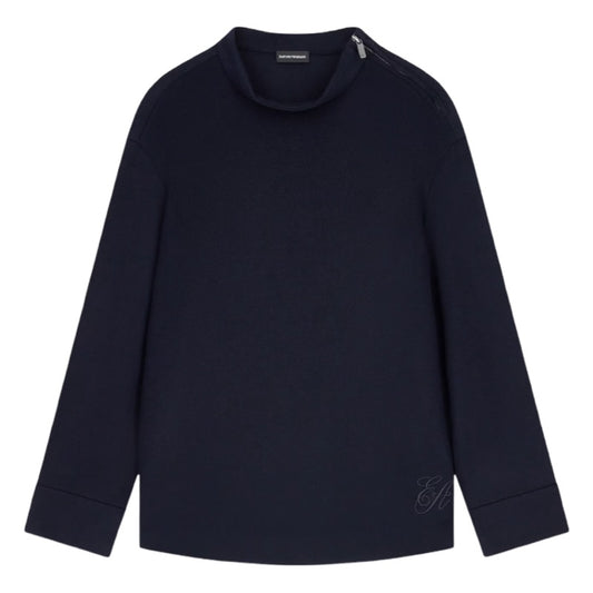 Emporio Armani Pullover aus Schurwolle und Kaschmir mit seitlichem Reißverschluss