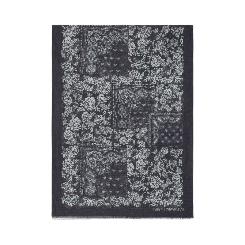 Emporio Armani Stola aus Leinenmischung mit Bandana-Print
