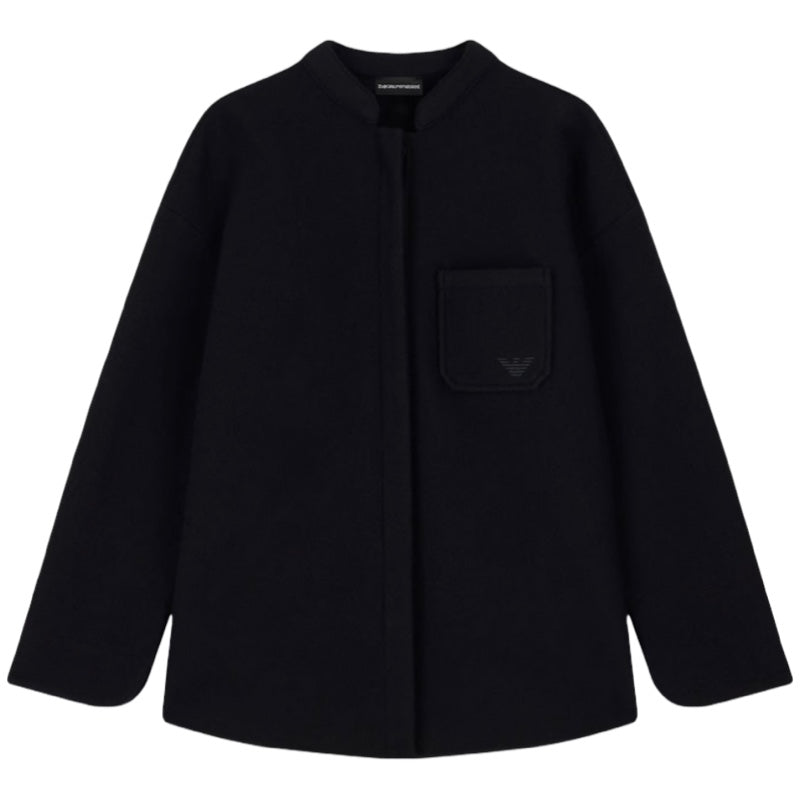 Emporio Armani Hemd aus Walkwolle mit Stehkragen