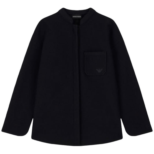 Emporio Armani Hemd aus Walkwolle mit Stehkragen