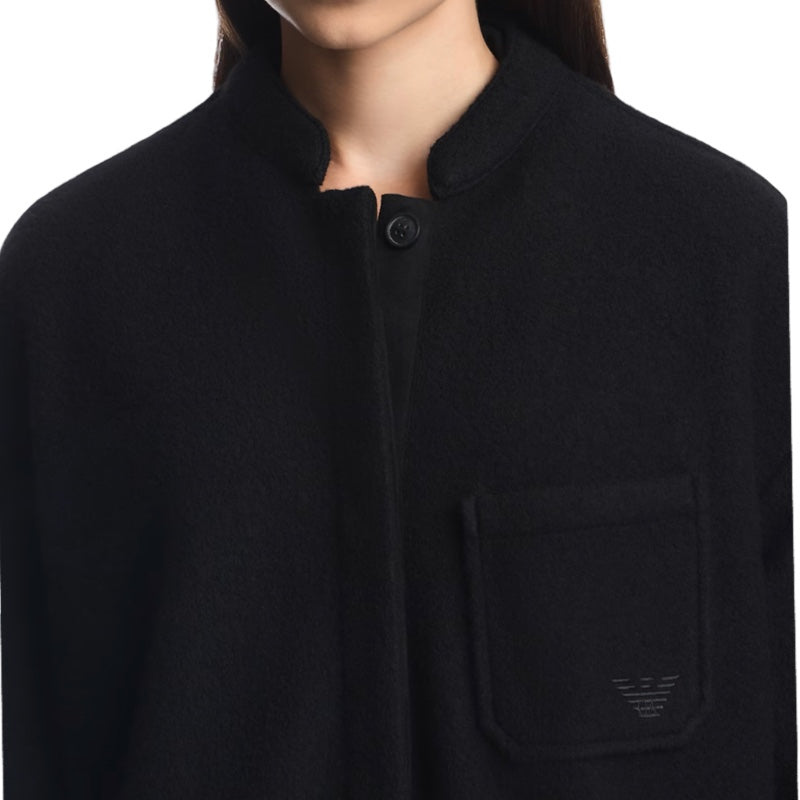 Emporio Armani Hemd aus Walkwolle mit Stehkragen