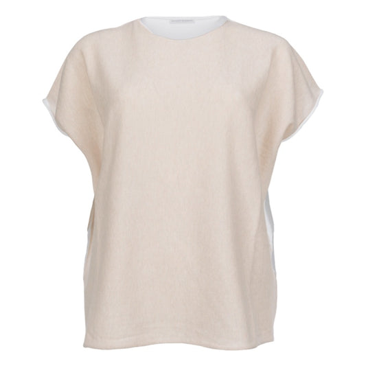 Hubert Gasser Sommerpullover aus feiner Baumwolle in beige/weiß
