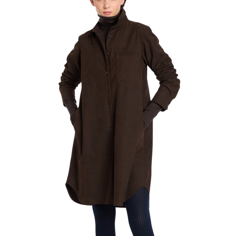 Lis Lareida kurzes Kleid Cilla mit Knopfleiste in Wildlederoptik