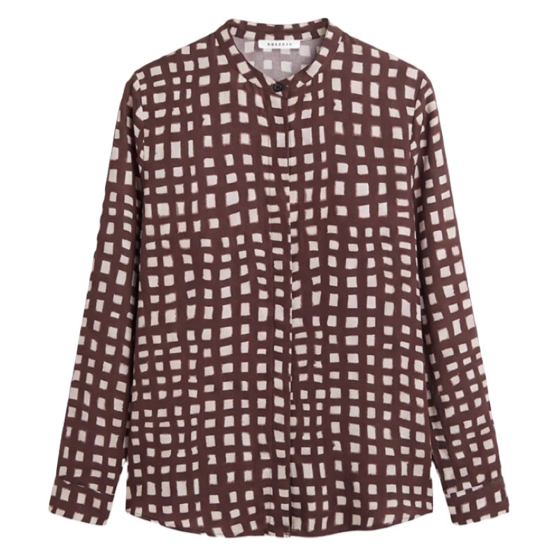 Rosso35 Seidenbluse im Mandarinlook
