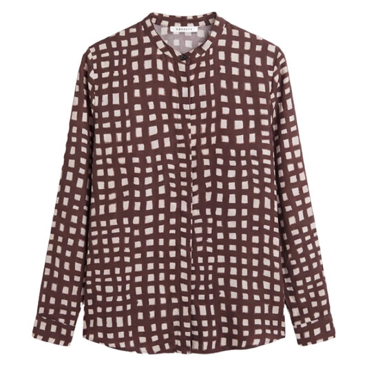 Rosso35 Seidenbluse im Mandarinlook