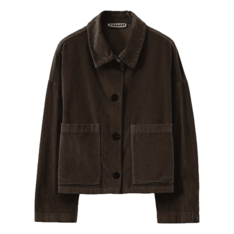Rosso35 Samtjacke in dunkelbraun