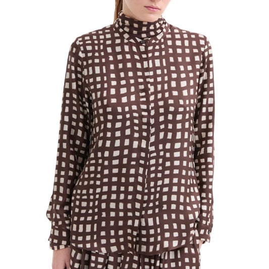 Rosso35 Seidenbluse im Mandarinlook