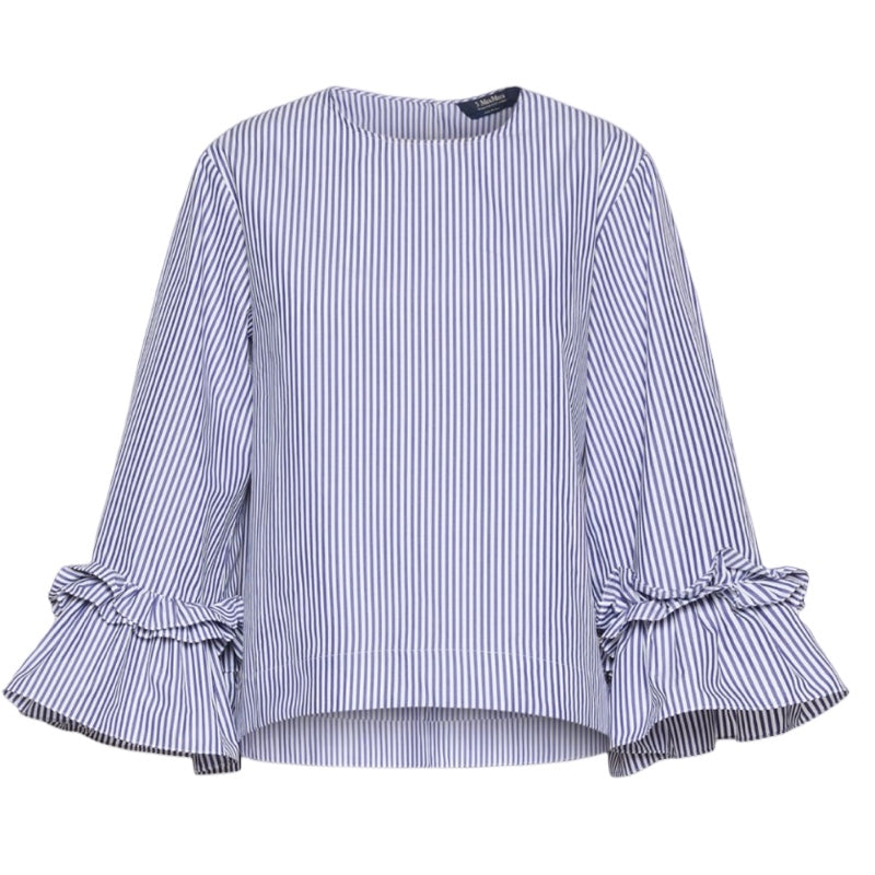 'S Max Mara Bluse aus Popeline mit Rüschen und Volant