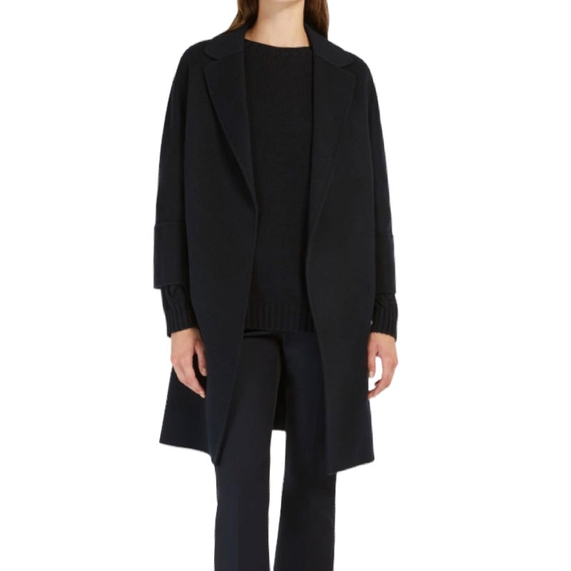 'S Max Mara kurzer Mantel aus doppeltem Wollgewebe - Nachtblau